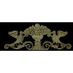 Antique Rustic Cast Iron Flowers Urn Birds Home Garden Door Gate Topper Pediment